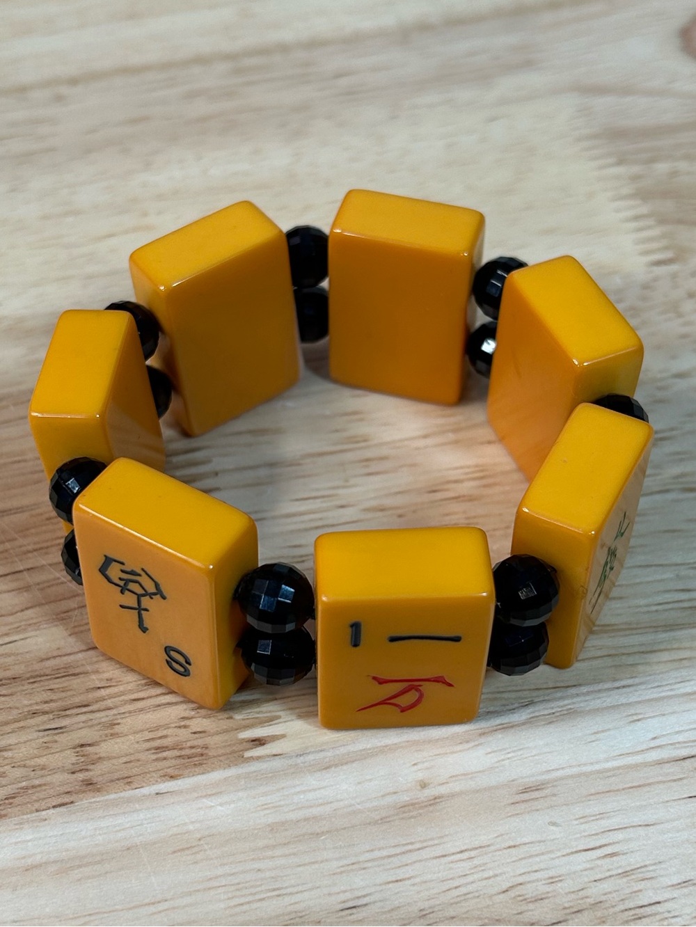 Antique Mahjong Butterscotch Bakelite Bracelet - Picture 3 of 11